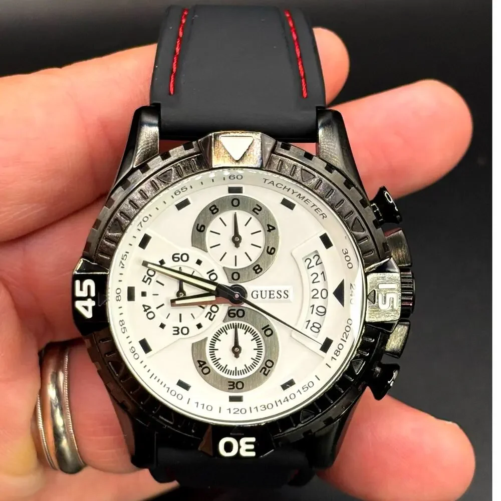 Guess Chronograph U15067G1 Men’s Black White Watch 45mm